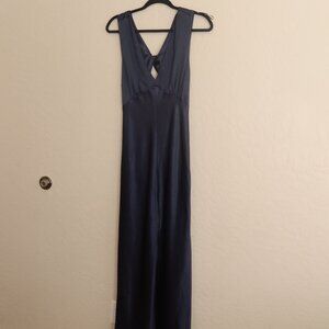 CEIBON Maxi Blue Satin Bias Cut Dress